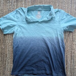 4 For $5 Wonder Nation Slubbed Cotton Short Sleeve Collared Blue Ombre Shirt